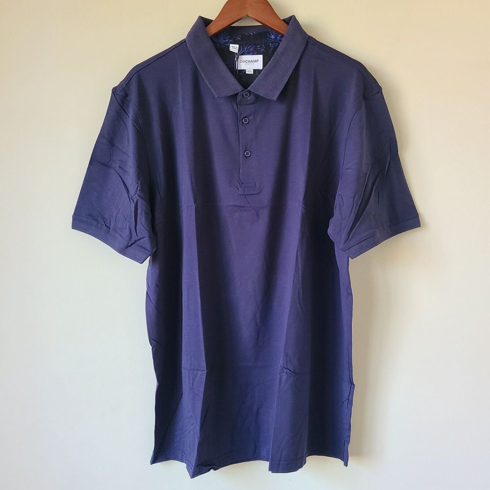 NWT Duchamp London Mens Polo Shirt Size XXL Navy Blue Classic Preppy Neutral